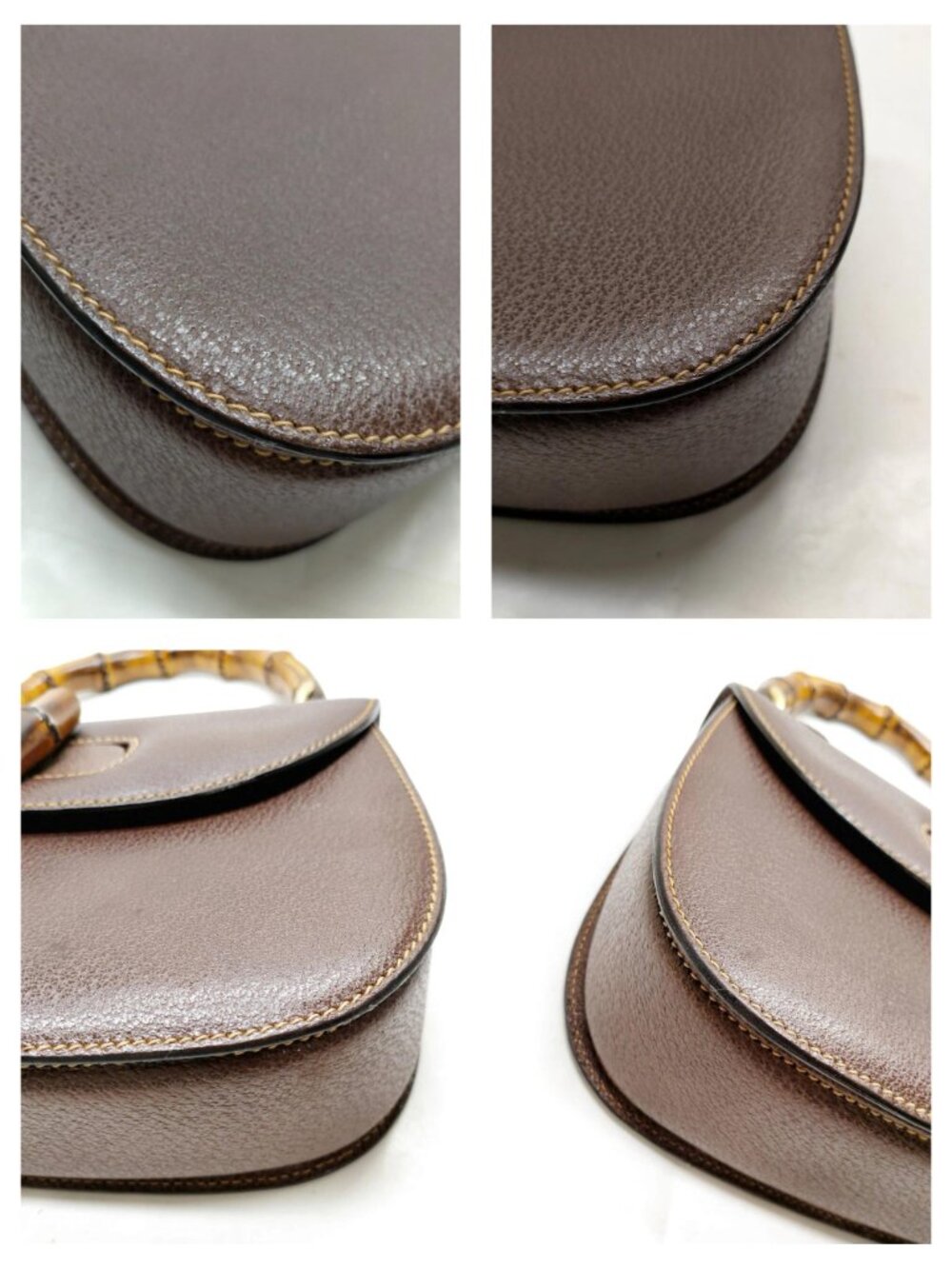 Authentic Gucci Bamboo Top Handle Brown Leather Vintage Bag Handbag Purse - Picture 9 of 16